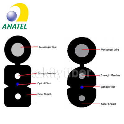 ANATEL مورد تایید 1C 2C 4C G657A کابل FTTH دراپ کابل GJYXCH فولادی کابل فیبر قطره تخت