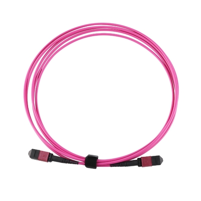 Elite Multimode OM4 50/125 ، Plenum OFNP Type B MPO Patch Cord 5m 16ft MTP-12 PC زنانه به MTP-12 PC زنانه