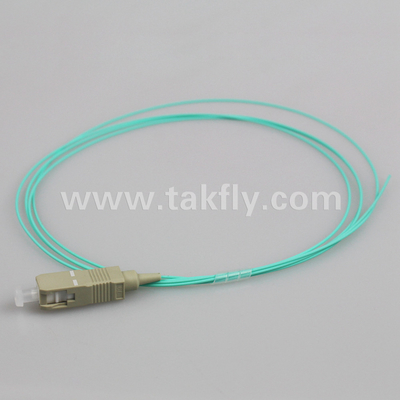 SC UPC 0.9mm SX OM3 Pigtail فیبر نوری 1.5M با از دست دادن بازگشت بالا UPC SM≥50dB و از دست دادن تعامل کم ≤0.3dB
