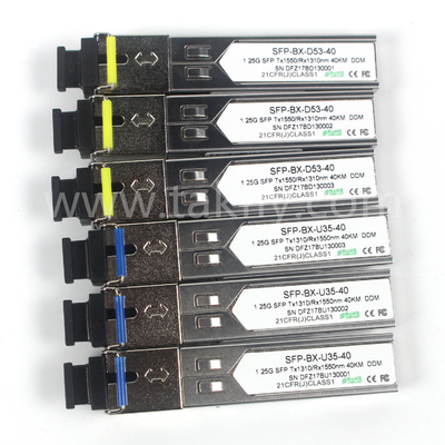 1.25G SFP BIDI ماژول گیرنده نوری Tx1310/Rx1550nm 40KM SMF DDM LC CISCO JUNIPER HUAWEI سازگار