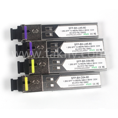 1.25G SFP BIDI OPTICAL TRANCEIVER MODULE Tx1490/Rx1550nm 80KM SMF DDM LC CISCO JUNIPER HUAWEI سازگار