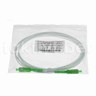 مقاوم در برابر جوندگان G657A2 SC APC فیبر نوری پیچکورد کابلی پنبه دار فیبر پیچک SM 3.0mm