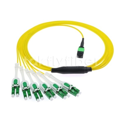 12F MPO-6x LC APC DX Uniboot SM سیم پیچ فیبر نوری با آستین نیکل قطر 3.0mm