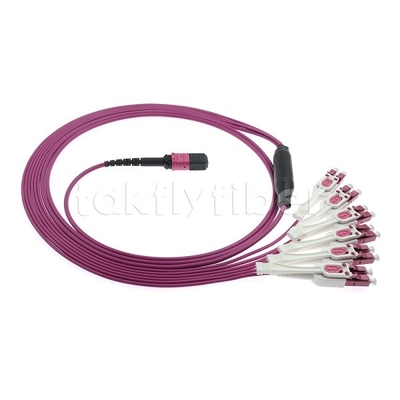 12F MPO/MTP-LC APC DX Uniboot OM4 سیم پیچ فیبر نوری برای مراکز داده -40°C تا 85°C