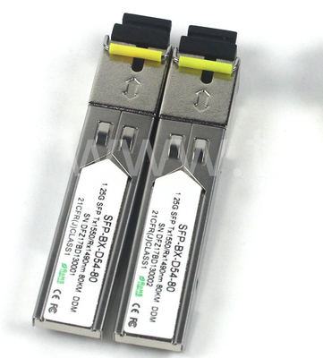 1.25G SFP BIDI ماژول Tx1490/Rx1550nm 80KM SMF DDM LC CISCO JUNIPER HUAWEI سازگار