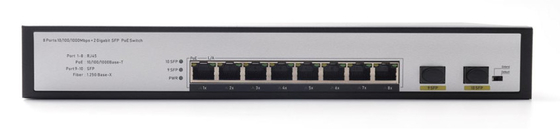 DF-2F-8GP 2-Port 10/100/1000Mbps 8+2 پورت های فیبر Uplink Gigabit Poe Network Switch