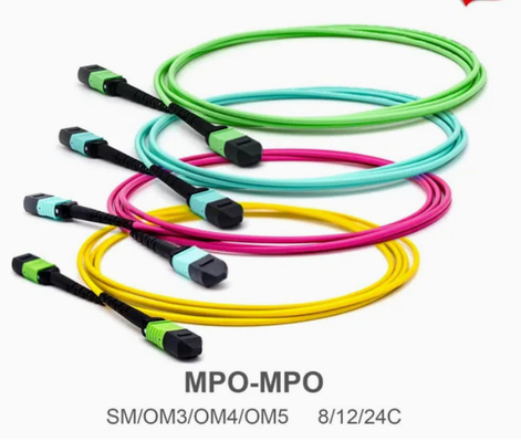 8/12/24core 2m-50m تراکم بالا PVC/LSZH UL گواهینامه زنانه/ مردانه MPO-MPO Sm Om3 Om4 Om5