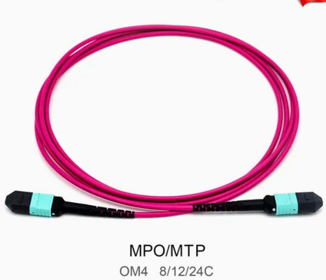 8/12/24core 2m-50m تراکم بالا PVC/LSZH UL گواهینامه زنانه/ مردانه MPO-MPO Sm Om3 Om4 Om5
