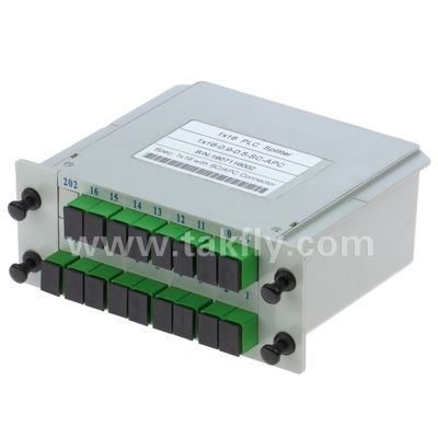 قابلیت اطمینان و ثبات بالا FTTX Gpon 1 * 16 حالت تک G657A1 فیبر کاسه نوع LGX PLC Splitter با اتصال Sc / APC