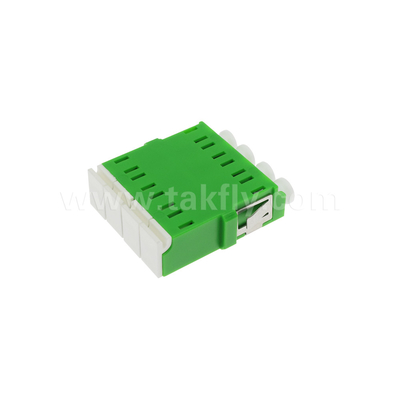 4 پورت تراکم بالا LC/APC نوع Quad آداپتور شاتر داخلی حالت تک OS2، سبز بدون فلنج برای شبکه