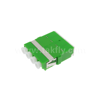 4 پورت تراکم بالا LC/APC نوع Quad آداپتور شاتر داخلی حالت تک OS2، سبز بدون فلنج برای شبکه
