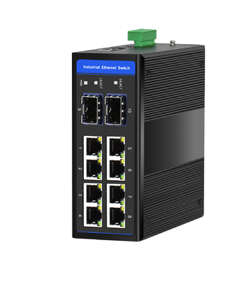 8-Port Industrial Gigabit POE Switch با 2 اسلات SFP DIN-Rail Mount