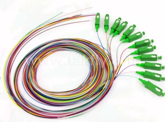 12 هسته OM3 فیبر نوری Pigtail LSZH جاکت 0.9mm SC FC ST LC