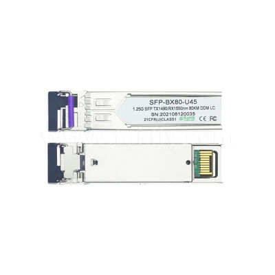 SFP 1.25gbps 80km LC Reach Tx1490nm/Rx1550nm دو جهت گیرنده نوری برای مرکز داده FTTX