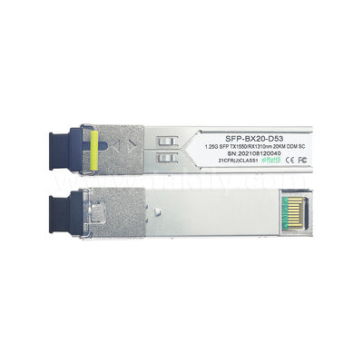 SFP 1.25Gbps 20KM SC ماژول گیرنده نوری دو طرفه برای مرکز داده AI FTTX