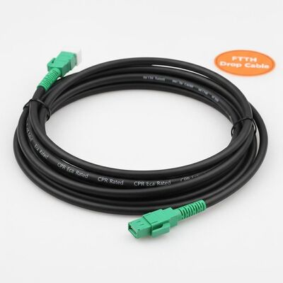 SC APC Fiber Optic Patchcord with G657A2 Fiber TPU Black Jacket and CPR Eca Rated for FTTH Drop Cable