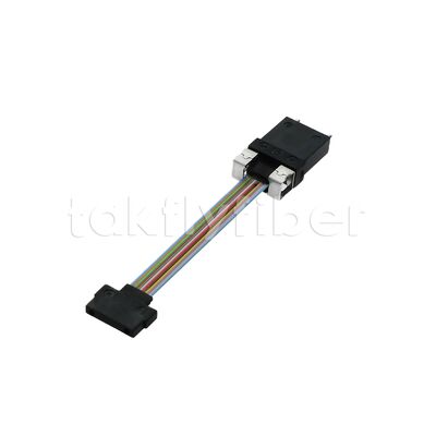 کابل پچ فیبر نوری MT-MT کم اتلاف با طراحی نوع روبانی برای ماژول‌های نوری موازی QSFP28 و سایر ماژول‌های نوری موازی