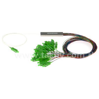 فیبر نوری PLC Splitter 0.9mm خروجی های رنگی مینی لوله فولاد SC APC / UPC برای مرکز داده مخابرات FTTX