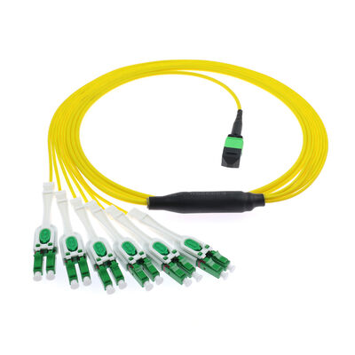 12 فایبر MPO/MTP به 6 پورت LC APC Uniboot Breakout Patch Cord. OS2 حالت تک نفره.