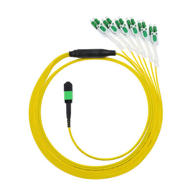 12 فایبر MPO/MTP به 6 پورت LC APC Uniboot Breakout Patch Cord. OS2 حالت تک نفره.