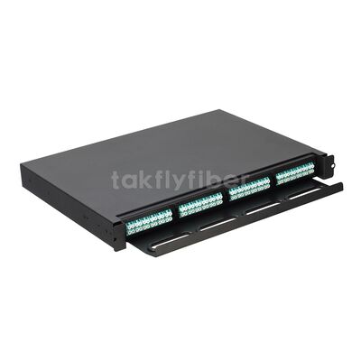 Takfly High-Density Rackmount Patch Panel با پلاگ و پلی 12 فایبر مدیریت کاسیت MTP / MPO برای مراکز داده