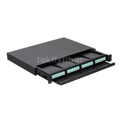 Takfly High-Density Rackmount Patch Panel با پلاگ و پلی 12 فایبر مدیریت کاسیت MTP / MPO برای مراکز داده