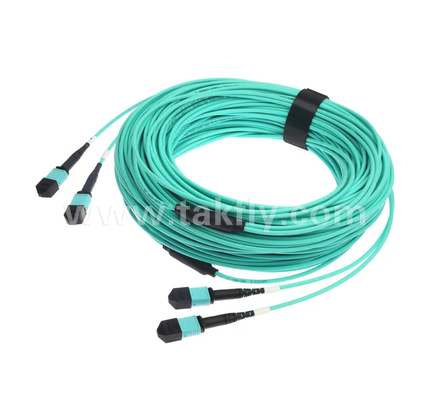 24-Core MPO / PC Mini Trunk Patch Cord OM3 Multimode، 2 × MPO Input به 2 × MPO Output، کم ضایعات ورودی، برای مراکز داده با چگالی بالا و برنامه های کاربردی 40G / 100G SR4