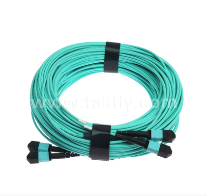 24-Core MPO / PC Mini Trunk Patch Cord OM3 Multimode، 2 × MPO Input به 2 × MPO Output، کم ضایعات ورودی، برای مراکز داده با چگالی بالا و برنامه های کاربردی 40G / 100G SR4