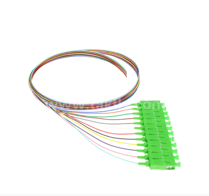 SC/APC 12 رنگی فیبر نوری Pigtail Set ️ کد رنگی برای شناسایی آسان، یک انتهای متصل، یک انتهای فیبر برهنه، برای جعبه های پایان، اسپلایسینگ و اتصال تجهیزات