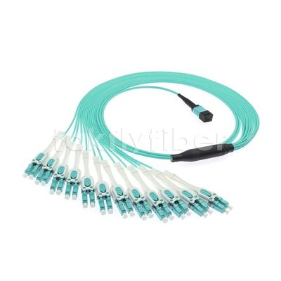 MPO/MTP Patchcord Fanout Uniboot LC Multimode OM3 Breakout کابل فیبر نوری برای مرکز داده کابل سازی AI Telecom