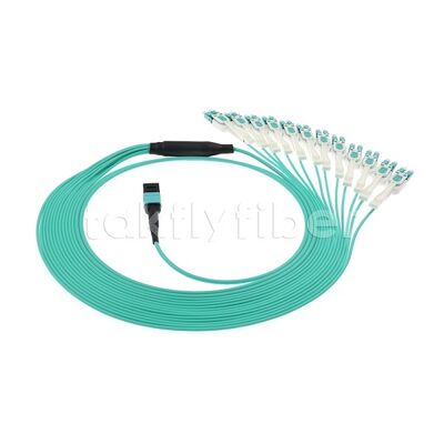 MPO/MTP Patchcord Fanout Uniboot LC Multimode OM3 Breakout کابل فیبر نوری برای مرکز داده کابل سازی AI Telecom