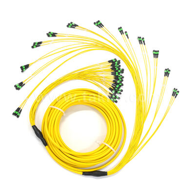 آمفینول سفارشی شده 288 فیبر 0.35dB حداکثر از دست دادن ورودی تک حالت OS2 MPO کابل اصلی برای مرکز داده