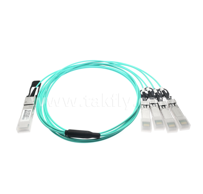 کابل نوری فعال 40G QSFP+ تا 4x10G SFP+ ️ Breakout، 4-Channel Full-Duplex، VCSEL، Hot-Pluggable