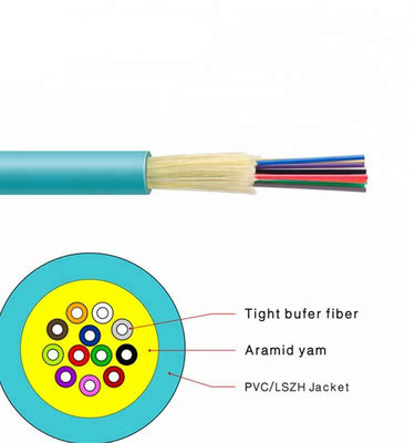 کابل توزیع فیبر نوری 24 هسته ای بافر تنگ OM3 Aqua Jacket