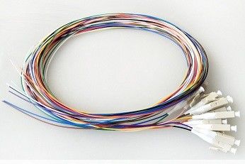 LC / APC 12 الیاف OS2 SM رنگی کد شده 0.9 میلی متر G657A1 فیبر نوری Pigtail شبکه