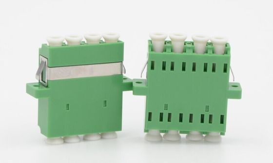LC APC چهار فیبر نوری آداپتور SM Flangeless سبز رنگ برای شبکه مخابراتی
