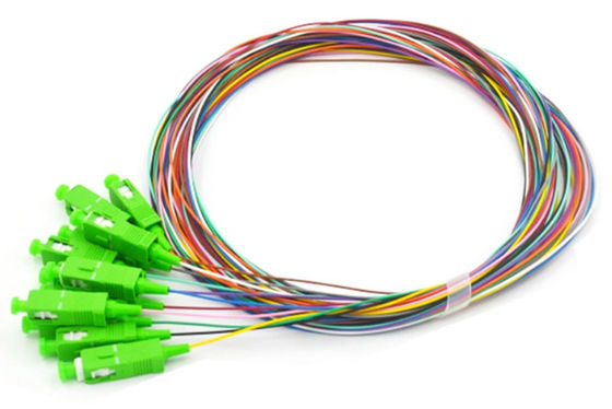 SC APC 12 Fibers OS2 فیبر نوری Pigtail تک حالت رنگی کدگذاری شده