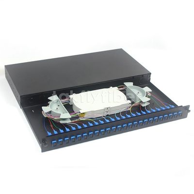 رک ثابت نصب شده 24 پورت SC فیبر نوری پچ پنل نصب شده برای FTTH FTTX