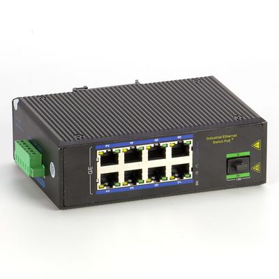 IP40 1000Mbps SFP Industrial PoE Switch 10/100 / 1000M 8 Port
