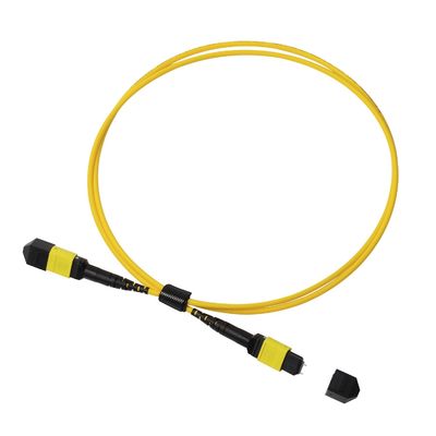 1m 3m 5m 10m MTP MPO OS2 Single Mode Trunk Cable، 12 Fibers، Type B، LSZH، Yellow