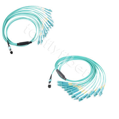 کابل MPO MTP فیبر نوری 24 هسته تا 12LC DX Om3 Fanout Patch Cord برای LAN ها و WAN ها