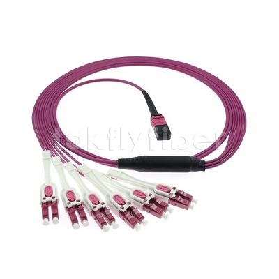 12F MPO به 6 LC Duplex Uniboot کابل تنه فیبر نوری MM OM4 برای کابل کشی شبکه
