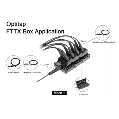 1x8 شکاف دهنده OptiTap کانکتور Drop Cable Dielectric / Tonable Cable MST Box, 8 Port OptiTap Joint Closure
