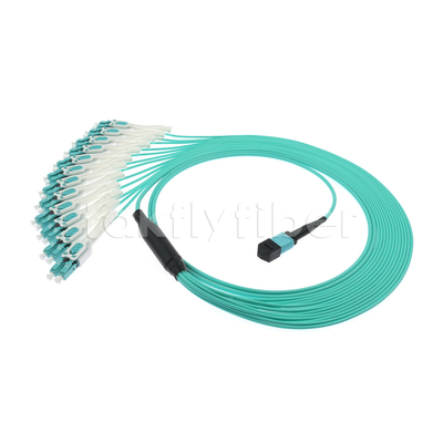 کابل MPO MTP فیبر نوری 24 هسته تا 12LC DX Om3 Fanout Patch Cord برای LAN ها و WAN ها