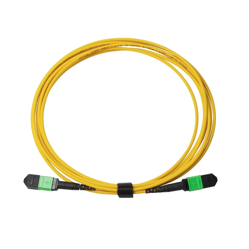 3m 10ft MTP-12 APC زنانه به MTP-12 APC زنانه حالت تک OS2 Plenum MPO Patch Cord زرد
