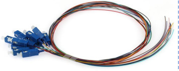 SC UPC 0.9mm 12 رنگ فیبر نوری Pigtail Simplex SM G652D 2M