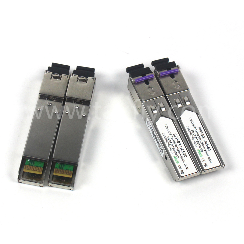 1.25G SFP BIDI Tx1550/Rx1490nm 80KM SMF DDM LC CISCO JUNIPER HUAWEI سازگار با SFP ماژول فرستنده نوری