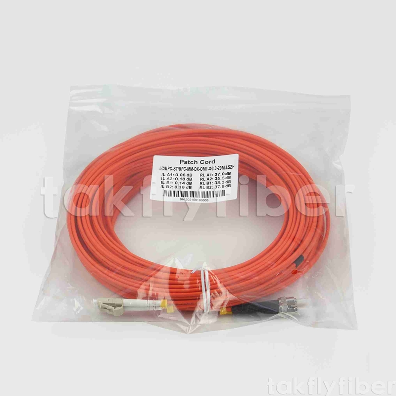 ST به LC OM1 OM2 فیبر نوری دوپلیکس پیچ سیم 3.0mm LSZH ژاکت نارنجی برای مخابرات