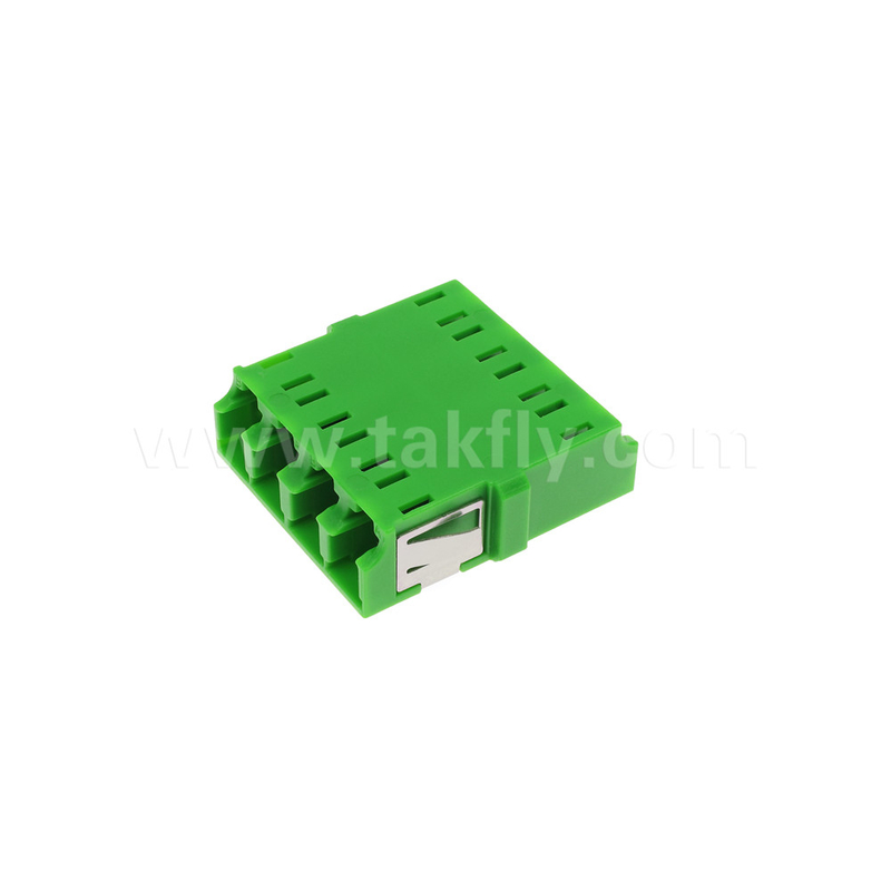 4 پورت تراکم بالا LC/APC نوع Quad آداپتور شاتر داخلی حالت تک OS2، سبز بدون فلنج برای شبکه