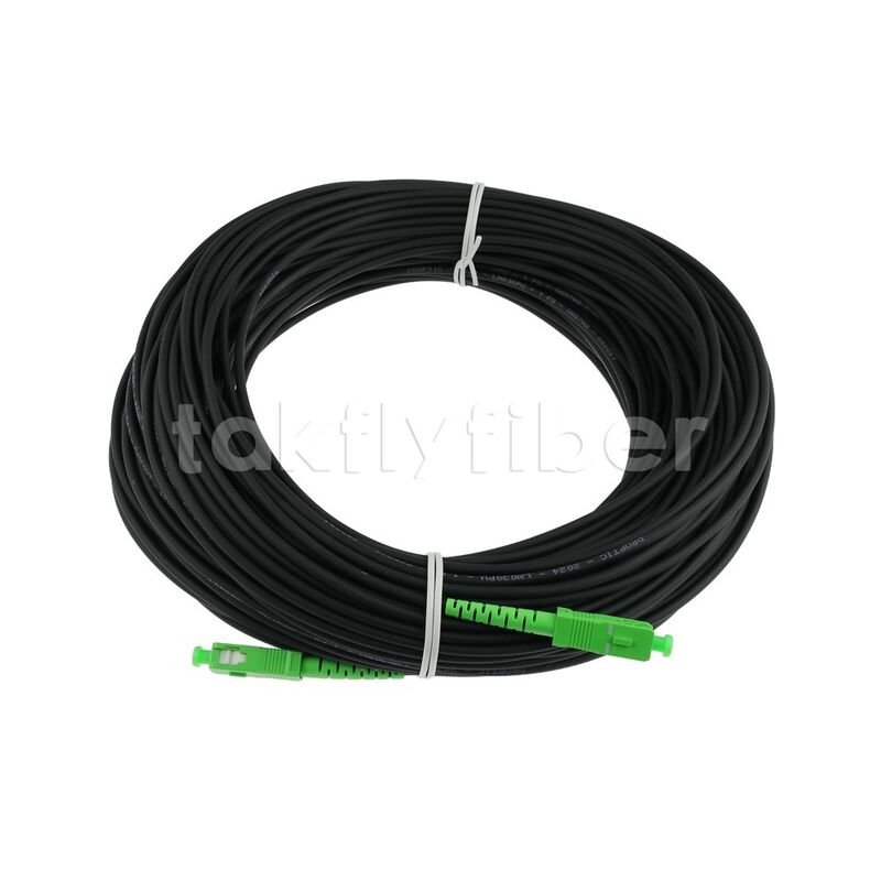 FTTH درب بالا قدرت 3.0 Kevlar سیاه TPU تک حالت فیبر نوری پیچ کابل SCAPC به SCAPC SM G657B3